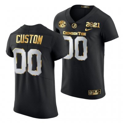 Men's Alabama Crimson Tide #00 Custom 2021 Playoff Championship Black Golden NCAA College Football Jersey 2403NGIY1